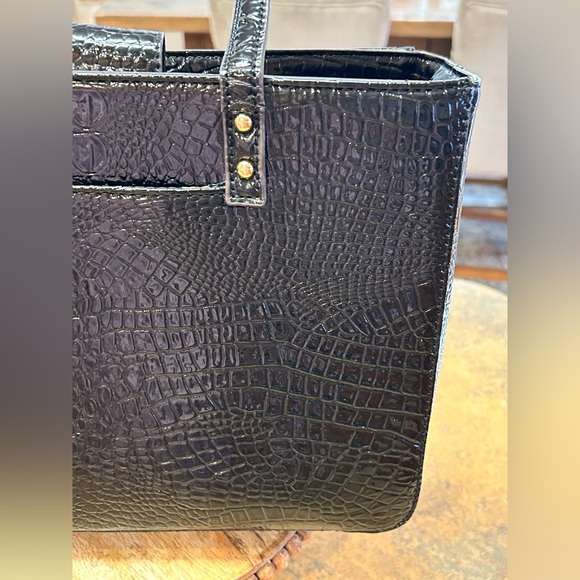 Vintage Anne Klein Black Crocodile-Embossed Tote - Picture 9 of 16